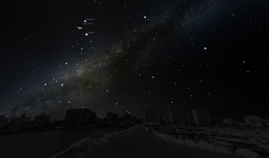 Conjunción de la Luna, Saturno y Júpiter