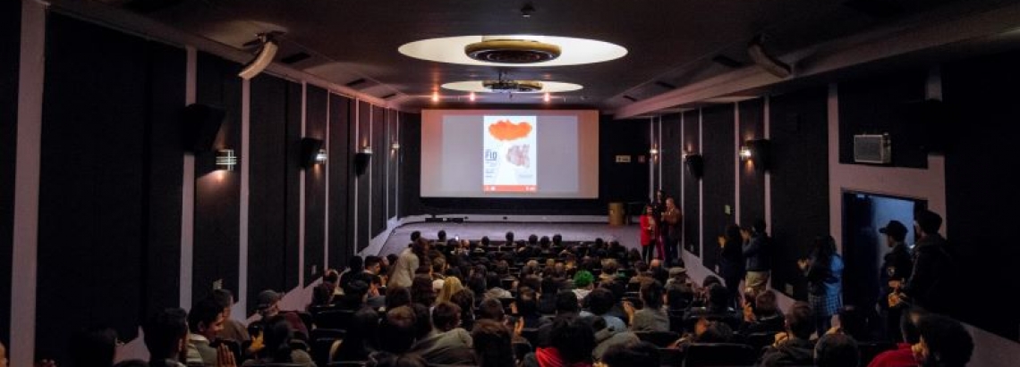 Recinto lleno. Los espectadores aprecian la proyección de un contenido sobre la pantalla.