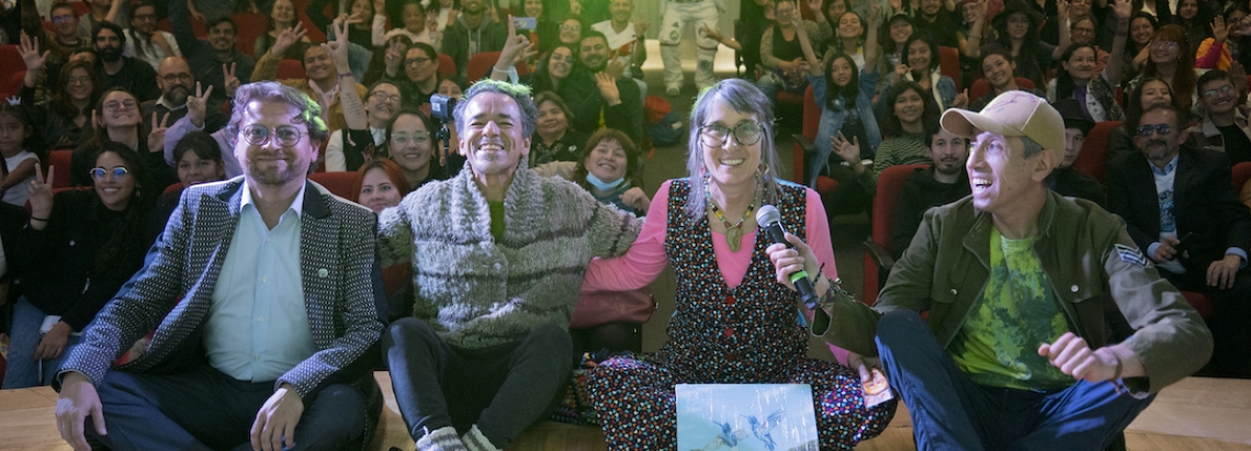 Mauricio Galeano, Rubén Albarrán, Andrea Echeverri y Héctor Buitrago en el Planetario de Bogotá. 