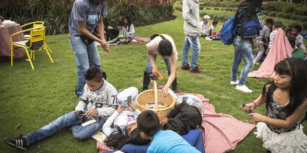 Personas participando de una actividad al aire libre