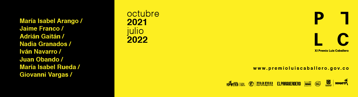Pieza gráfica invitación  a participar en el Premio Luis Caballero que inicia el 15 de octubre y termina el 3 de julio de 2022