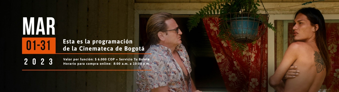 Pieza gráfica invitando a la programación de la Cinemateca de Bogotá del mes de febrero 2023