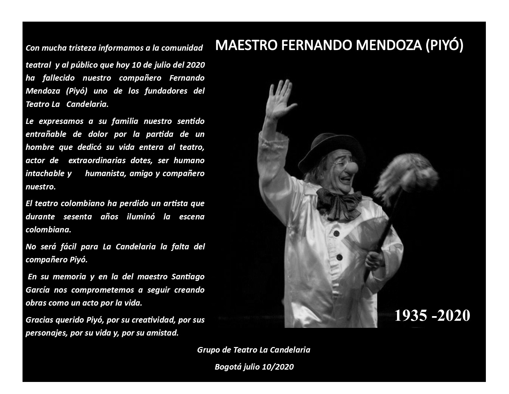 Comunicado Teatro la Candelaria.
