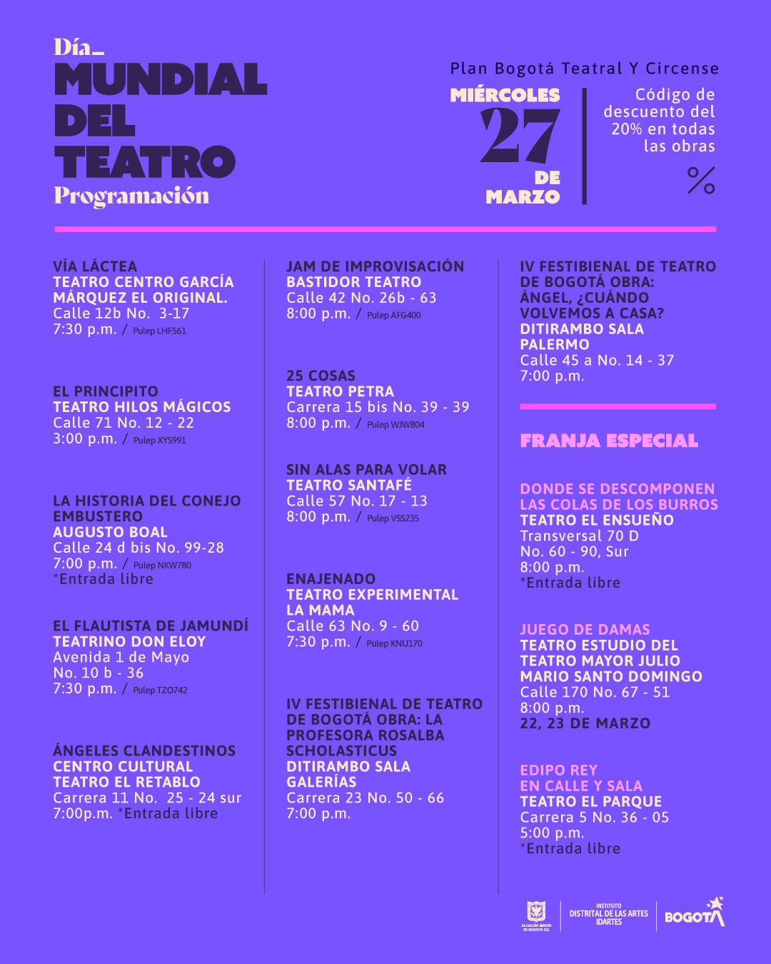 Programación día del Teatro 