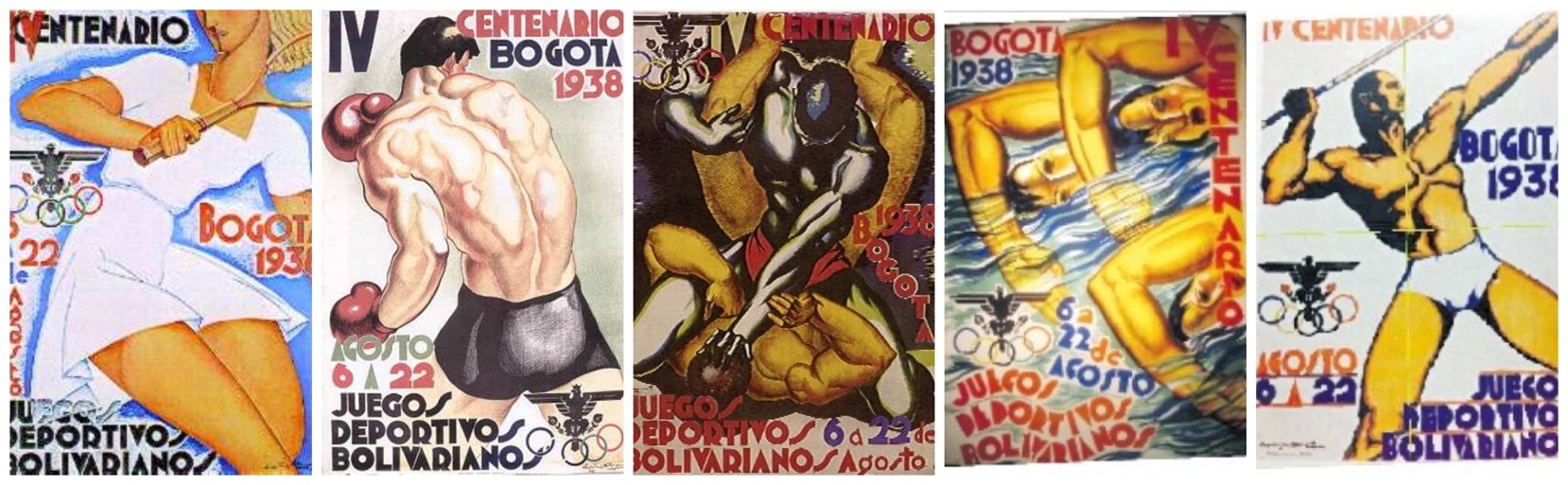 Afiches Juegos Bolivarianos de Bogotá en 1938 por Santiago Trujillo
