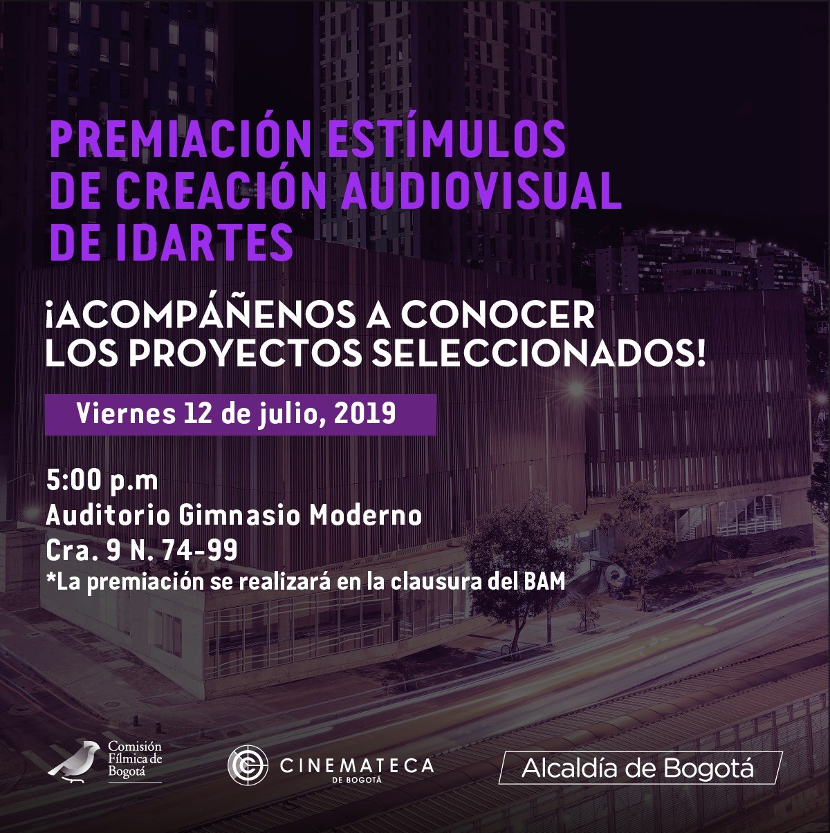 invitación premiación estímulos audiovisuales