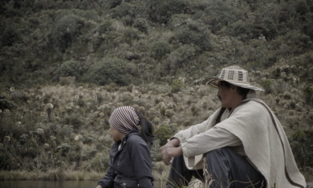 Afiche del cortometraje El último de los Quintines señor y niña contemplando el campo