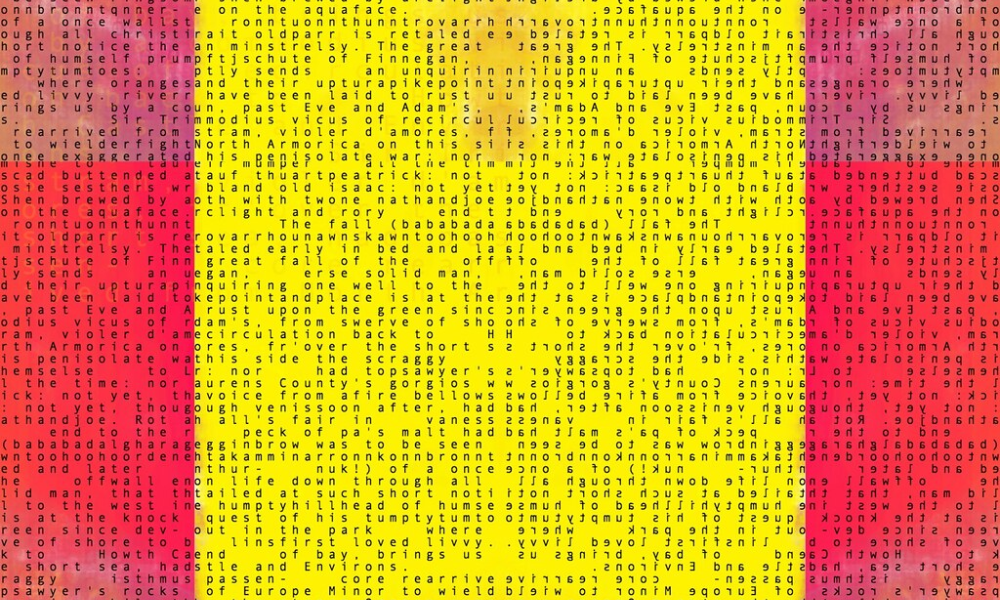Laboratorio virtual Tecnofeminismo, arte y disidencias Código de letras con fondo amarillo y rosado