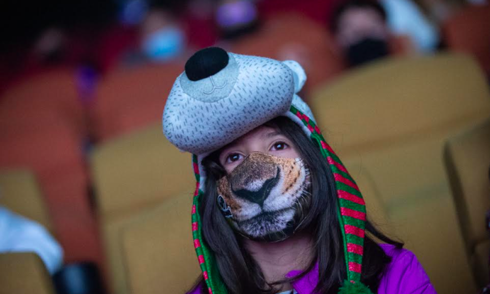 Vacaciones recreativas Niña usando un gorro de tigre