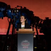 Catalina Valencia en la inauguración de APAS. 