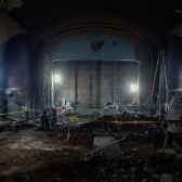 Detalle de los trabajos de restauración en el Teatro San Jorge - julio 0 2022