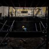 Detalle de los trabajos de restauración en el Teatro El Parque - julio 8 2022