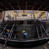 Detalle de los trabajos de restauración en el Teatro El Parque - julio 8 2022