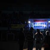 Acción pública de memoria en la Plaza de toros Santamaría 2021. 