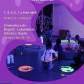 Pieza invitando a las vacaciones recreativas de la Cinemateca en el laboratorio artístico Rayito