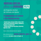 Pieza gráfica de las nuevas propuestas para el PDE 2025, 17 convocatorias se suman a la nueva versión, inscríbase en www.sicon.scrd.gov.co