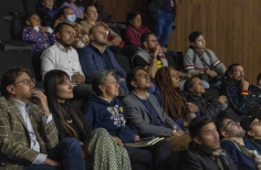 Alcaldesa junto a la secretaria de cultura, el director de Idartes y el gerente de artes audiovisuales en la visita al parque el Tunal, en la cinemateca el Tunal