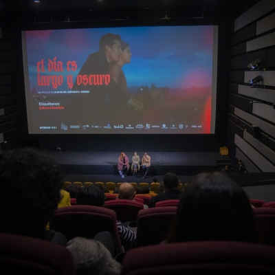 Público viendo la charla inaugural de la retrospectiva de Julio Cordón