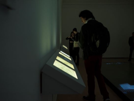 Hombre viendo exposición