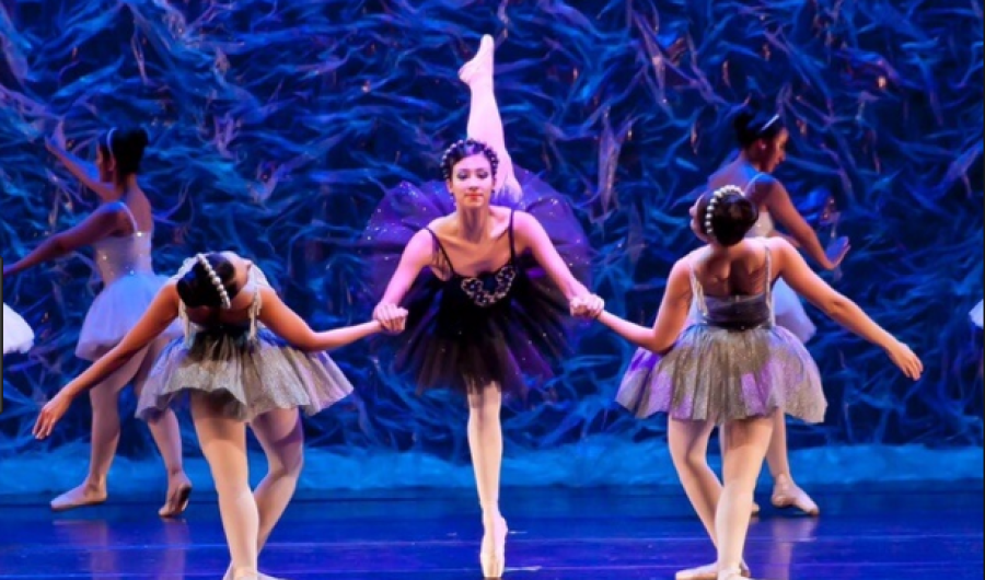 Mujeres bailando ballet en el escenario
