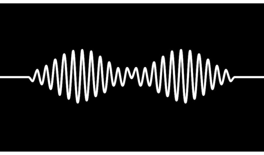 Línea blanca imitando frecuencia de radio AM en fondo negro.