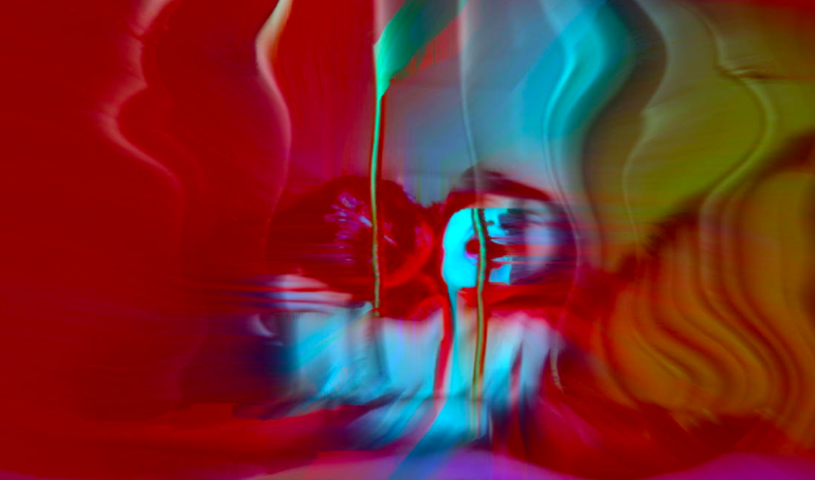 Gráfica de mujer distorsionada en colores