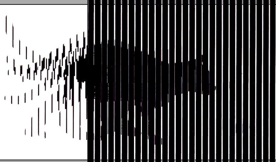 Imagen de un gato hecho por lineas verticales