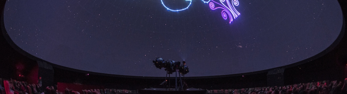 Domo del Planetario de Bogotá con proyección láser. 
