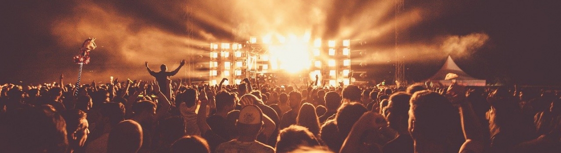 Personas en un festival de música. 