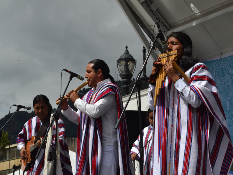 Musicos  indígenas en escena