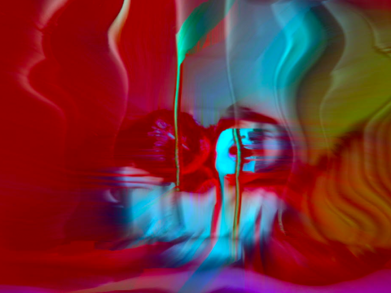 Gráfica de mujer distorsionada en colores 