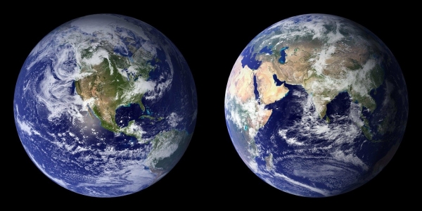 Dos imágenes del planeta Tierra desde distintas perspectivas. 