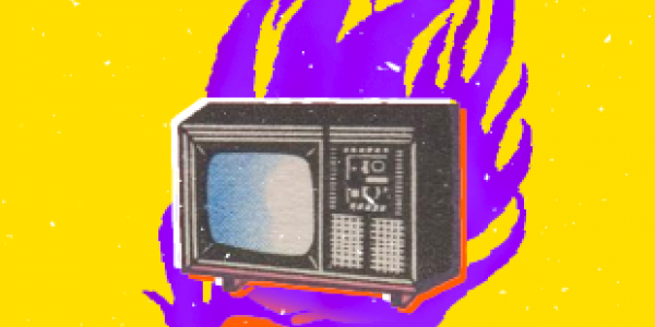 Gráfica de televisor en un fondo amarillo 
