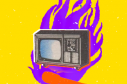 Gráfica de televisor en un fondo amarillo 